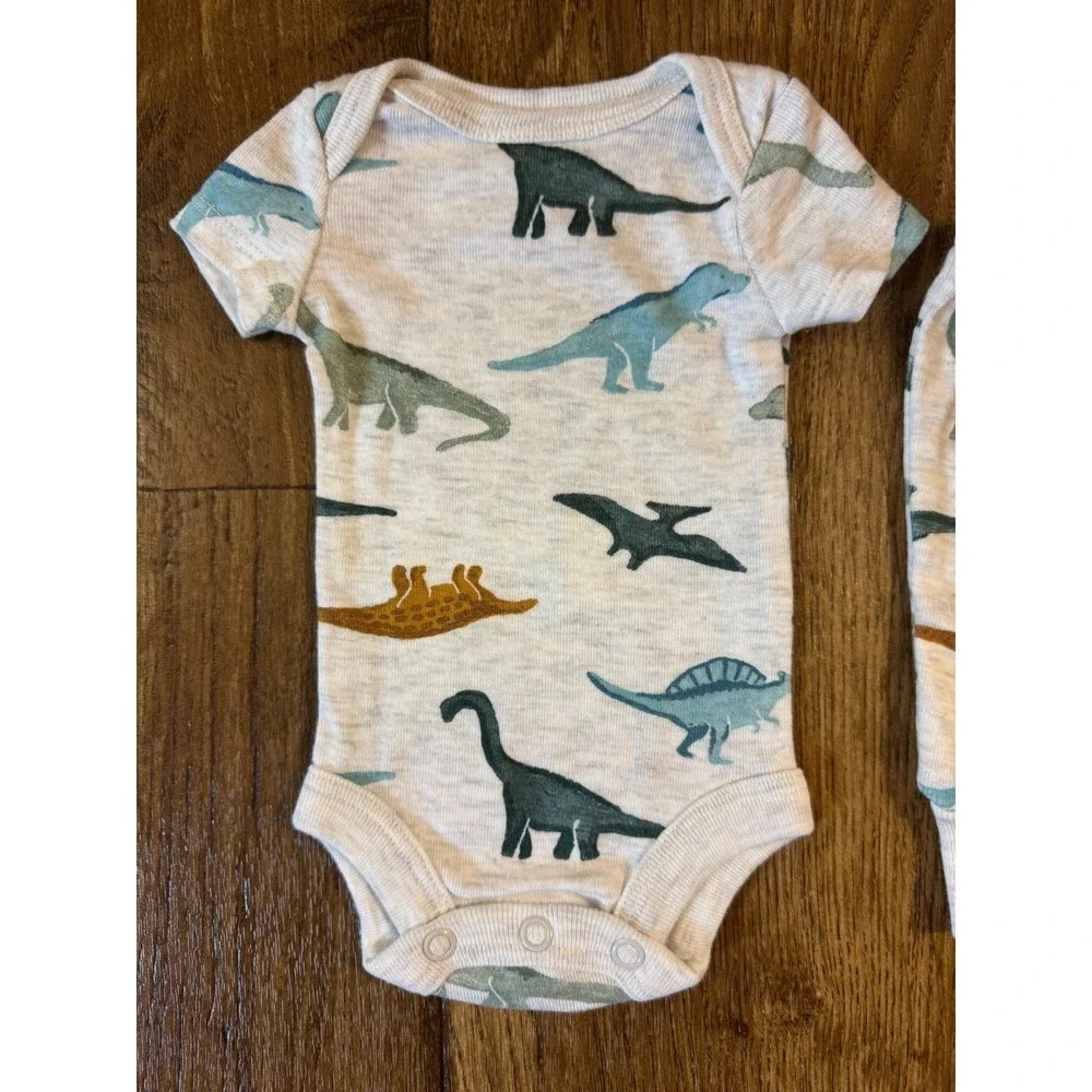 Carters Preemie Baby Boy Outfit Bodysuit Pants 2 Piece Set Reborn Doll Dinosaurs